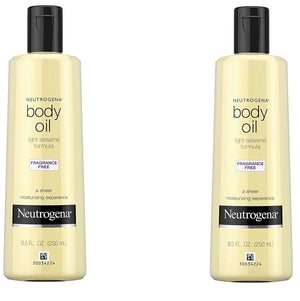 Neutrogena Body Oil Light Sesame Formula, 8.5 fl oz, Fragrance Free Radiant Glow Moisturizer for Dry Skin and Massage Oil with Sesame Oil, Bath & Shower Oil For Smooth and Hydrated Skin