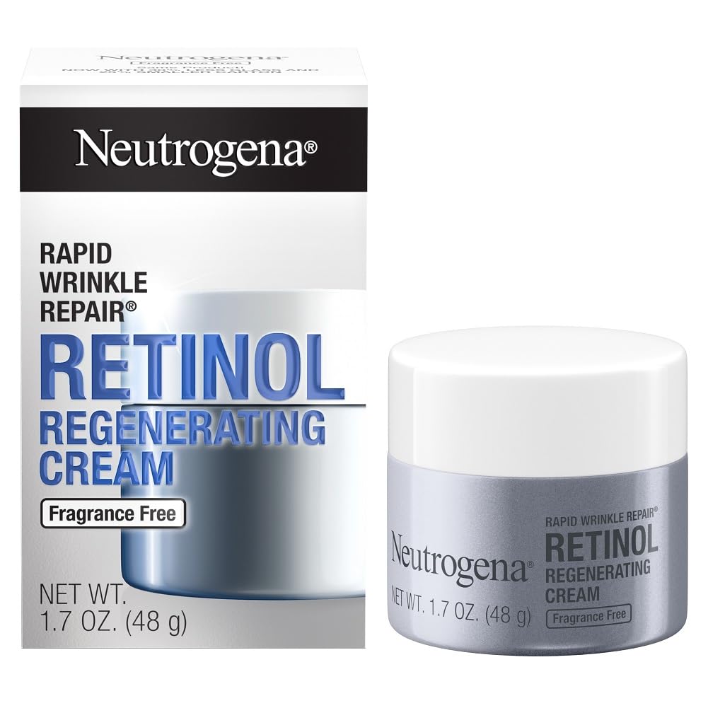 Title: Neutrogena Rapid Wrinkle Repair Retinol Face Moisturizer, Fragrance Free, Daily Anti-Aging Face Cream with Retinol & Hyaluronic Acid to Fight Fine Lines, Wrinkles, & Dark Spots, 1.7 oz