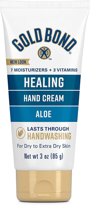 Gold Bond Healing Hand Cream, With Aloe, Hand Lotion for Dry Skin That Lasts Through Handwashing, 3 oz. (Pack of 2)