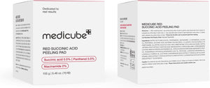Medicube Red Succinic Acid Panthenol Facial Peeling Pads – Exfoliating Toner Pads with Niacinamide, AHA, BHA & Soothing Ingredients