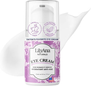 LilyAna Naturals Eye Cream for Dark Circles and Puffiness, Under Eye Cream for Wrinkles and Bags, Anti Aging - helps Improve Dryness; for Sensitive Skin - 1.7 oz - Made in USA
