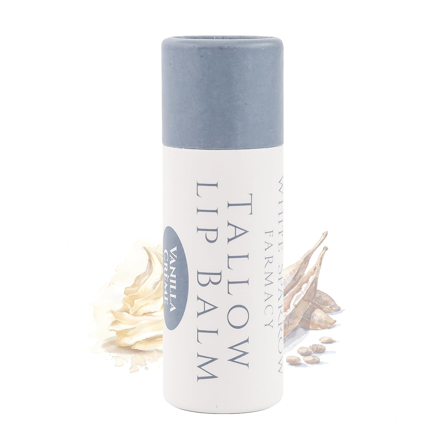 Organic Tallow Lip Balm (Citrus Bouquet) from 100% Grass Fed Cows. Super hydrating with Tallow, Olive Oil, Honey, and Beeswax. Sustainable Cardboard Tubes & Hand Filled. Jumbo Size 0.5 oz.