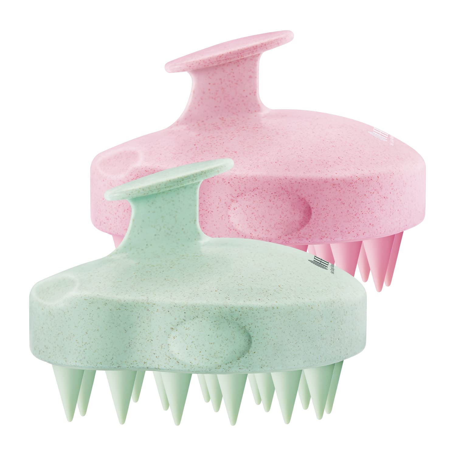 HEETA Hair Scalp Massager Shampoo Brush 2 Pack, Soft Silicone Bristles to Remove Dandruff, Waterproof Hair Scrubber for Both Wet Dry Hair, Suitable for Men & Women (Green & Black)