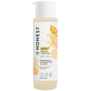 The Honest Company 2-in-1 Cleansing Shampoo + Body Wash | Gentle for Baby | Naturally Derived, Tear-free, Hypoallergenic | Citrus Vanilla Refresh, 10 fl oz