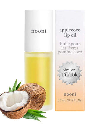 NOONI Korean Vegan Appleseed Lip Oil - Applecherry | Long-Lasting, Moisturizing, Plumping, Revitalizing for Dry Lips, Waterproof, No Peel Off, Hydrating, Nourishing Crystal Clear, 0.12 FL Oz
