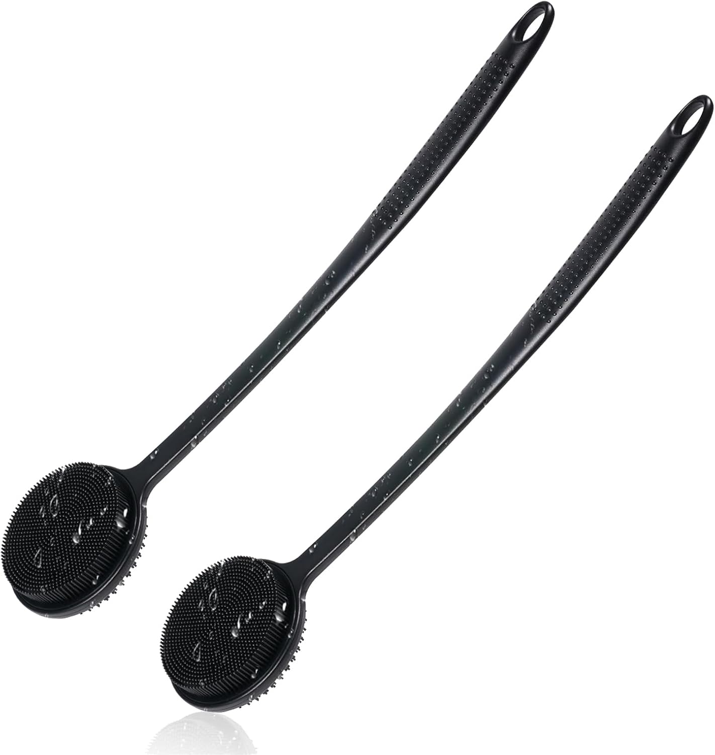 VWMYQ Silicone Back Scrubber for Shower, 17in Lengthen Long Handle Body Brush, Double Sided Shower Brush for Shower Exfoliating and Massage Can Produce Rich Foam, Long Handle Back Scrubber for Men.