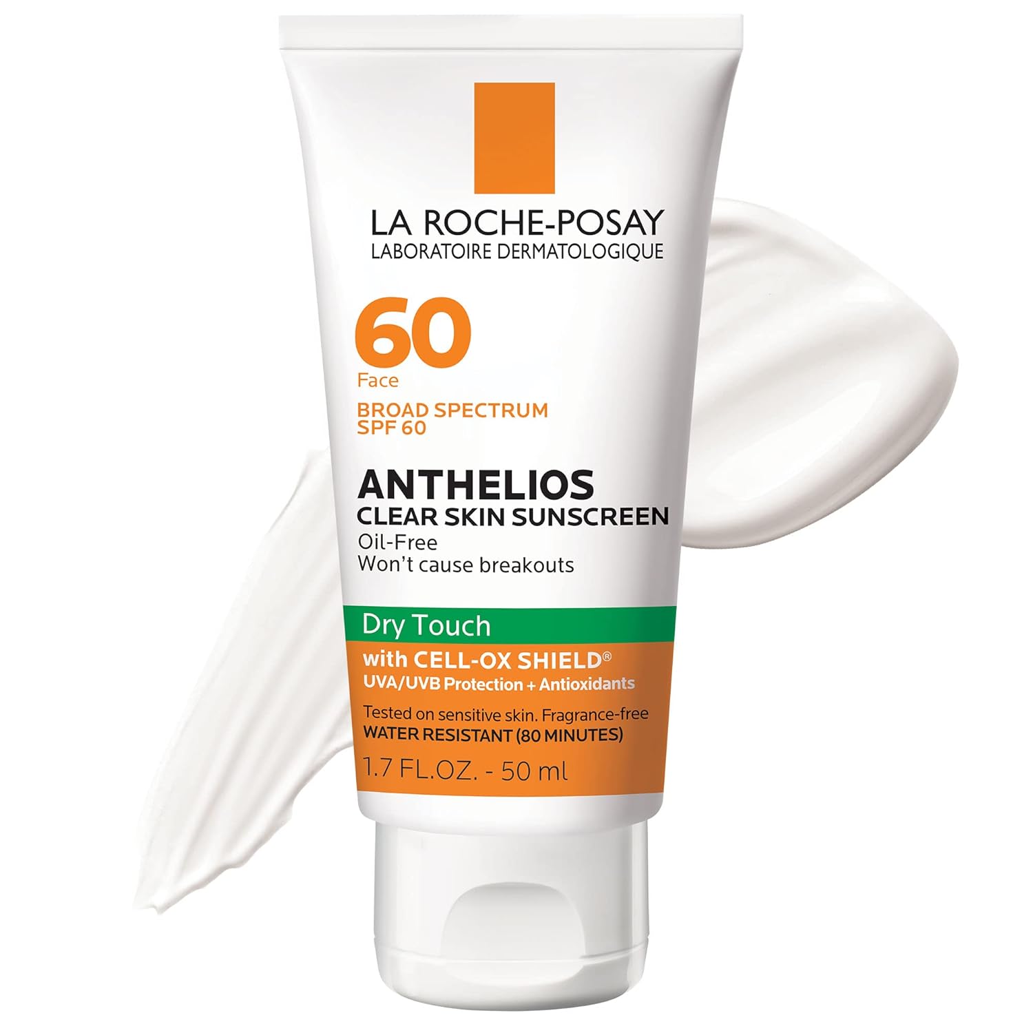 La Roche-Posay Anthelios Clear Skin Dry Touch Sunscreen SPF 60 | Oil Free Sunscreen For Face | Oil Absorbing | Broad Spectrum SPF + Antioxidants | Non-Greasy | Oxybenzone Free | Travel Size