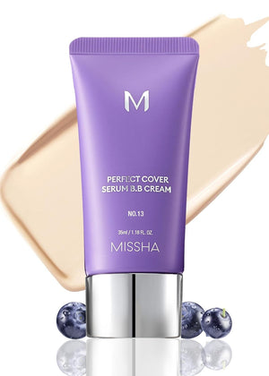 MISSHA M PERFECT COVER SERUM BB CREAM No.25 Warm Beige - Medium with Warm Undertone, Skin Tint, Tinted Moisturizer, Skin Care Foundation Makeup, Superfood Complex, Glass Skin, Korean Makeup,1.18 Fl oz