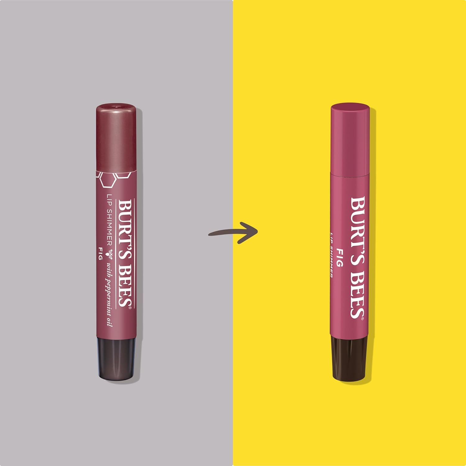 Burt's Bees Shimmer Lip Tint Set, Tinted Lip Balm Stick, Moisturizing for All Day Hydration with Natural Origin Glowy Pigmented Finish & Buildable Color, Fig (4-Pack)