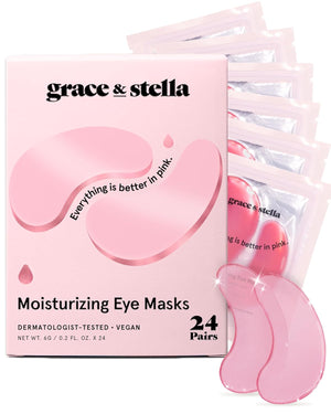 grace & stella Under Eye Mask - Gifts for Women - Reduce Dark Circles, Puffy Eyes, Undereye Bags, Wrinkles - Overnight Gel Under Eye Patches - Bridesmaid Gifts - Vegan Self Care (24 Pairs, Gold)