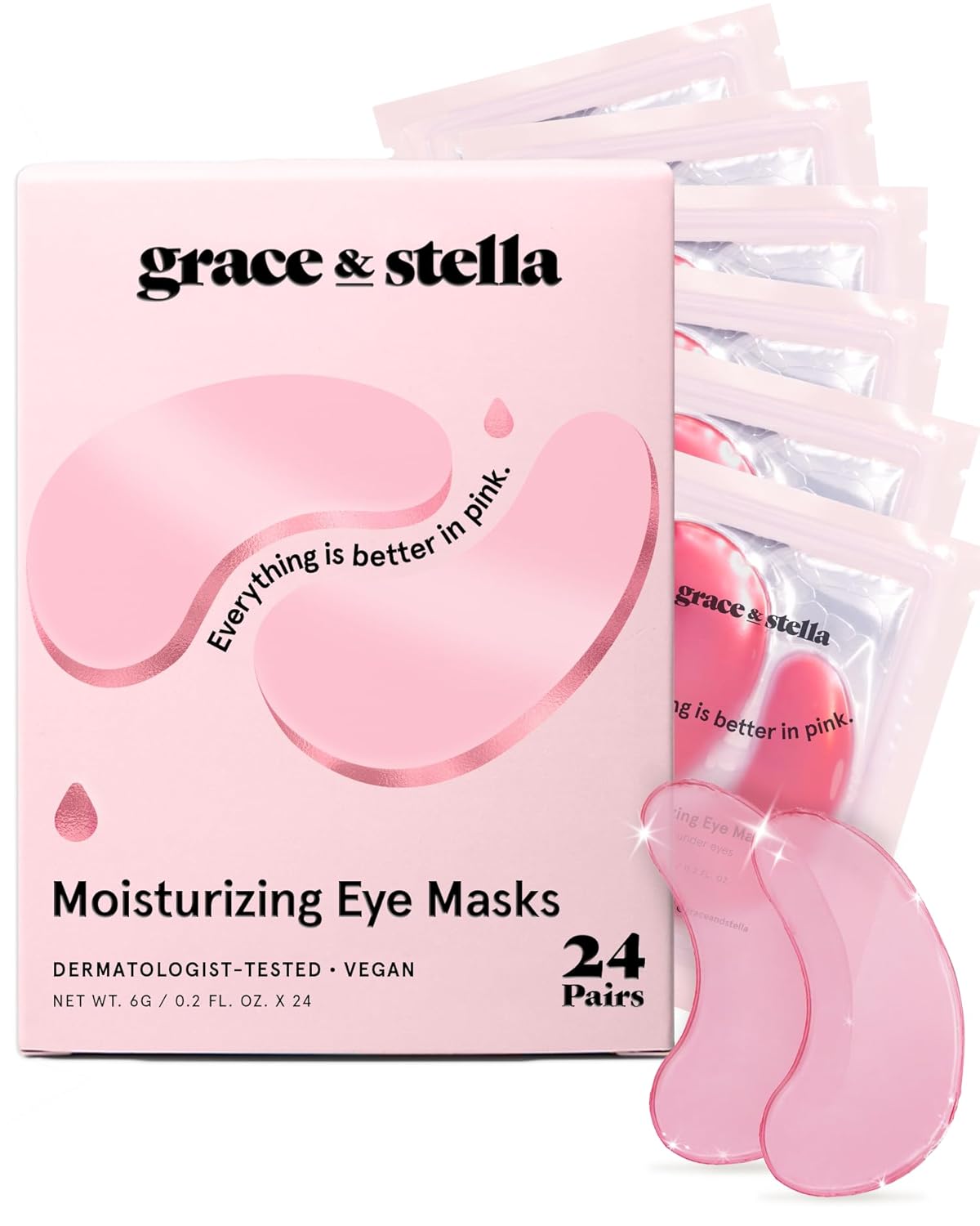 grace & stella Under Eye Mask - Gifts for Women - Reduce Dark Circles, Puffy Eyes, Undereye Bags, Wrinkles - Overnight Gel Under Eye Patches - Bridesmaid Gifts - Vegan Self Care (24 Pairs, Gold)
