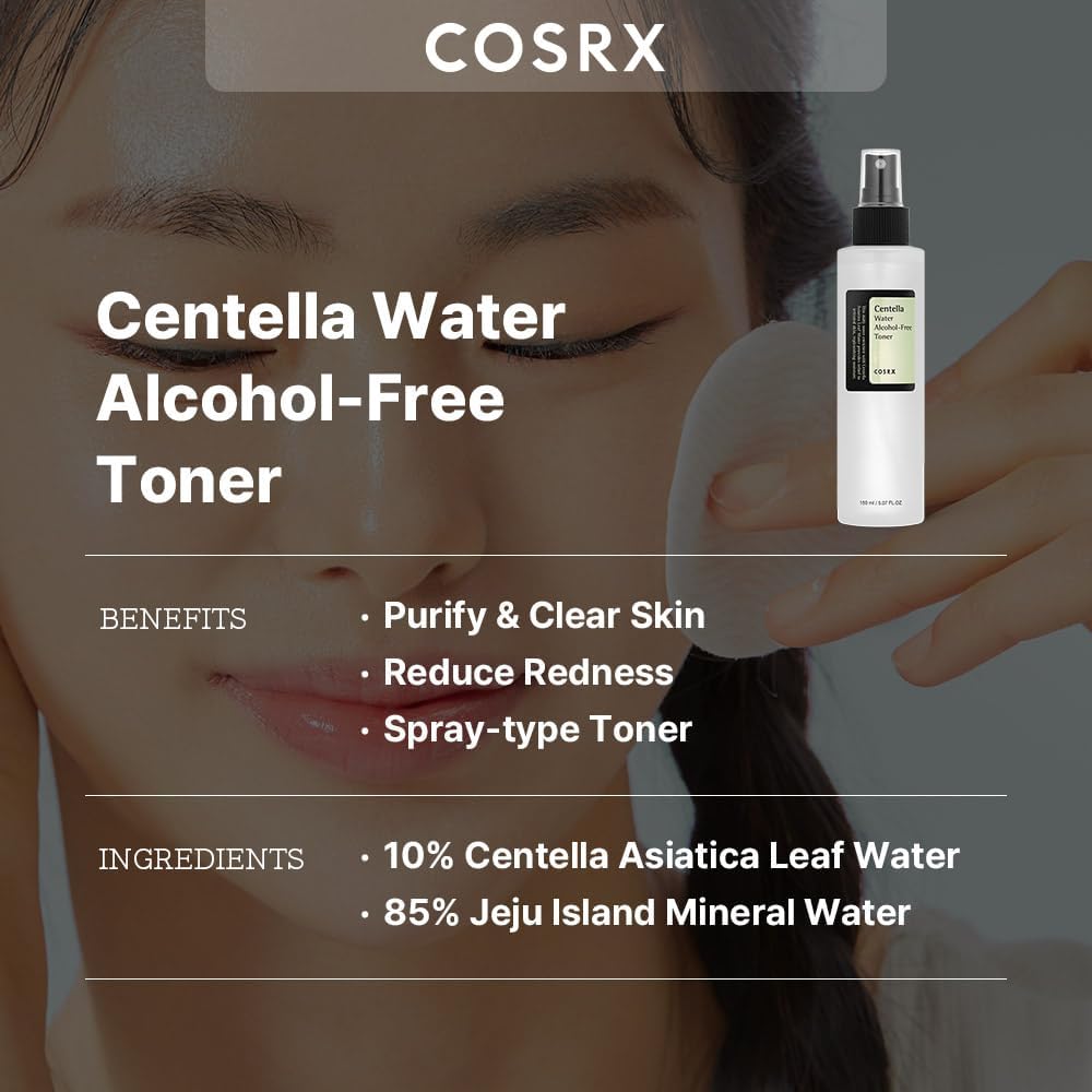 COSRX Alcohol-Free Cica Toner, 150ml / 5.07 fl.oz | Spray-type Korean Toner with Centella Asiatica for Hydrating & Soothing Redness | Korean Skin Care, Not Tested on Animals, Paraben Free
