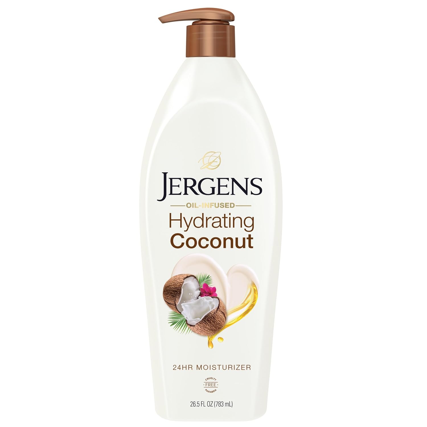 Jergens Hydrating Coconut Body Lotion, Hand and Body Moisturizer, Infused with Coconut Oil, Hydrates Dry Skin Instantly, Dermatologist Tested, 16.8 oz, Pack of 3