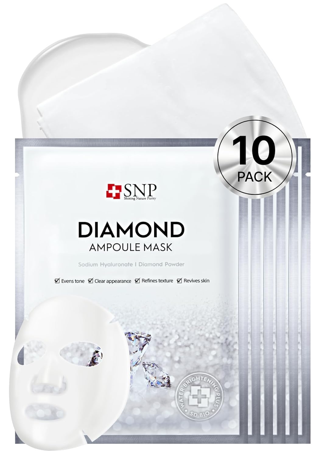 Best Korean Collagen Face Mask | 24K Gold Ampoule Sheet Mask | Hydrating Face Masks | For Tightening & Nourishing | Korean Skin Care | Overnight Face Masks | Moisturizing Sheet Mask | Snp | 10 Sheets