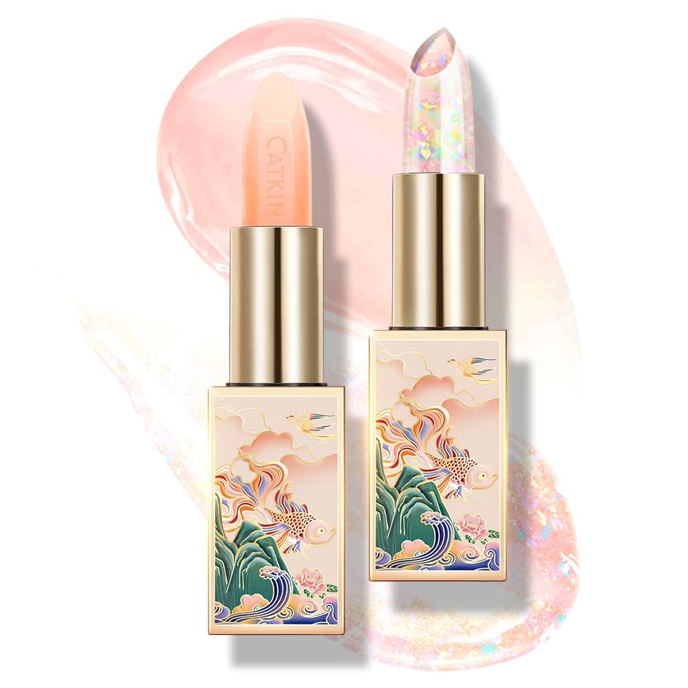 CATKIN Lip Balm Color Tinted Lip Stain Ultra Hydrating Moistrurizer Chapstick with Vitamin E Nourishing For Cracked & Dry Lips 0.12 oz C06 Camellia