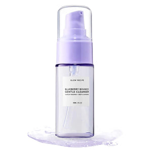 Glow Recipe Blueberry Bounce Exfoliating Face Wash, Travel Size - Foaming Facial Cleanser, Makeup Remover & Clarifying Mask - Hydrating Hyaluronic Acid & Gentle AHA for Sensitive Skin - Vegan, 30ml