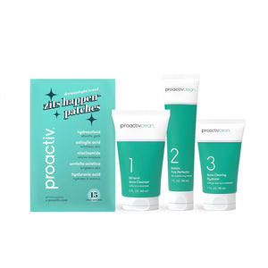 Proactiv Clean 3 Step Acne Routine w/ Pimple Patches- Sulfur Acne Treatment Cleanser, Azelaic Acid Serum, and Facial Moisturizer for Sensitive, Acne-Prone Skin- 30 Day Acne Kit with Pimple Patches