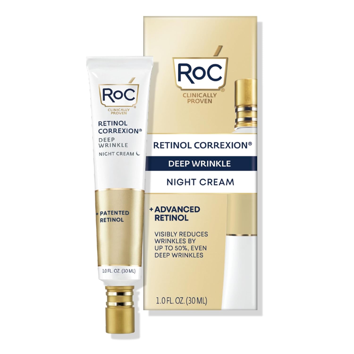 RoC Retinol Correxion Value Set Duo, Deep Wrinkle Anti-Aging Night Face Cream + Daily Under Eye Cream for Dark Circles & Puffiness , Skin Care Set (Packaging May Vary)