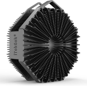 iTokGok® Premium 2-in-1 Silver-Infused Silicone Body Scrubber for Men, Double-Sided Design Body Brush Silicone Body Scrubber Exfoliating Body Brushes for All Skin, Lathers Well - Midnight Green