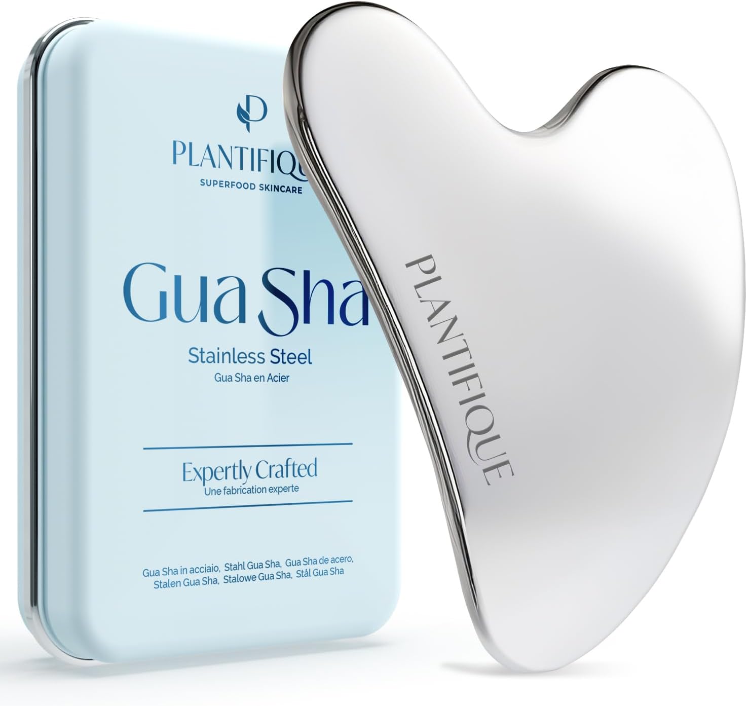 PLANTIFIQUE Rose Quartz Gua Sha Tool – Anti-Aging Face Massager & Jawline Shaper for Skincare Routine – Facial Massage & Skin Care Gift