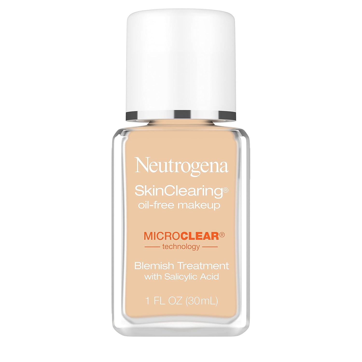 Neutrogena SkinClearing Oil-Free Acne and Blemish Fighting Liquid Foundation with.5% Salicylic Acid Acne Medicine, Shine Controlling Makeup for Acne Prone Skin, 30 Buff, 1 fl. oz