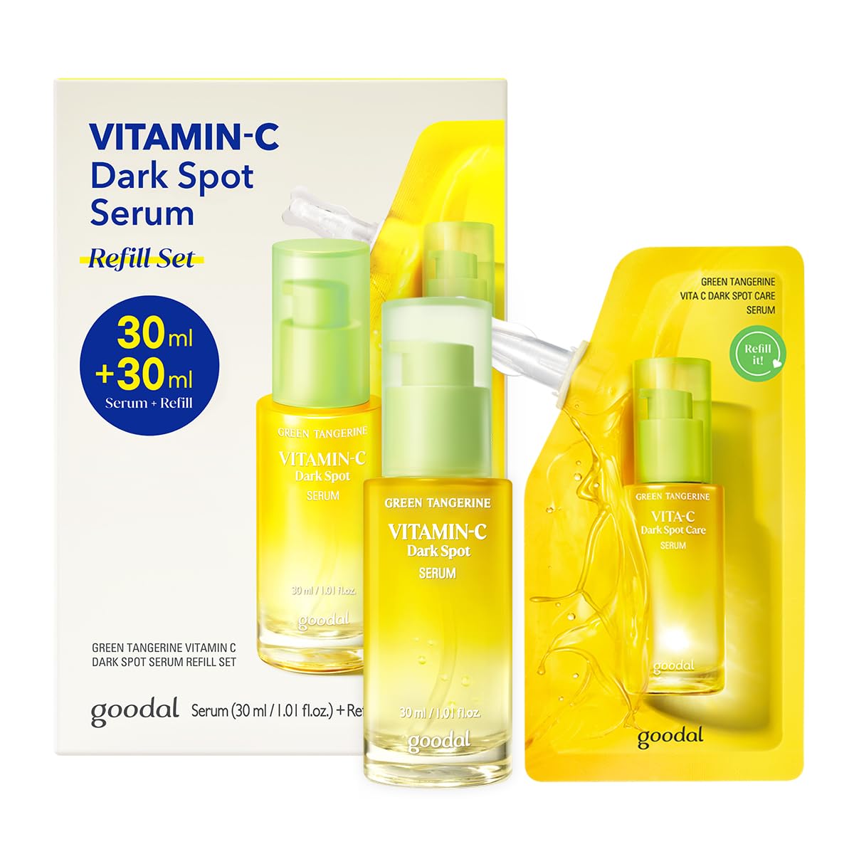GOODAL Green Tangerine Vitamin C Serum, Korean Skin Care - Advanced Version 1.02 fl oz