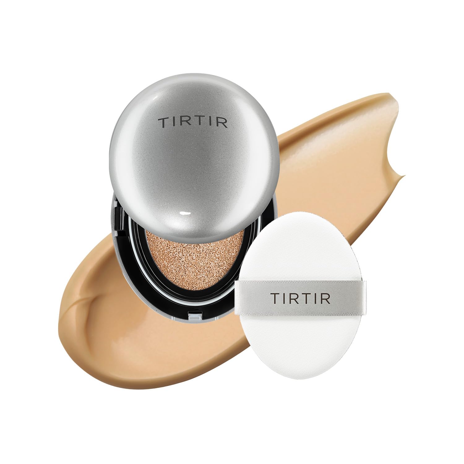[*Mini Size*] TIRTIR Aura Glow Silver Cushion | Korean Cushion Foundation, (#21N Ivory, 0.15 Fl Oz)