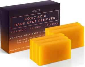 VALITIC Dark Spot Remover Soap Bars with Vitamin C, Retinol, Collagen, Turmeric - Original Japanese Complex Infused with Hyaluronic Acid, Vitamin E, Shea Butter, Castile Olive Oil (2 Pack)