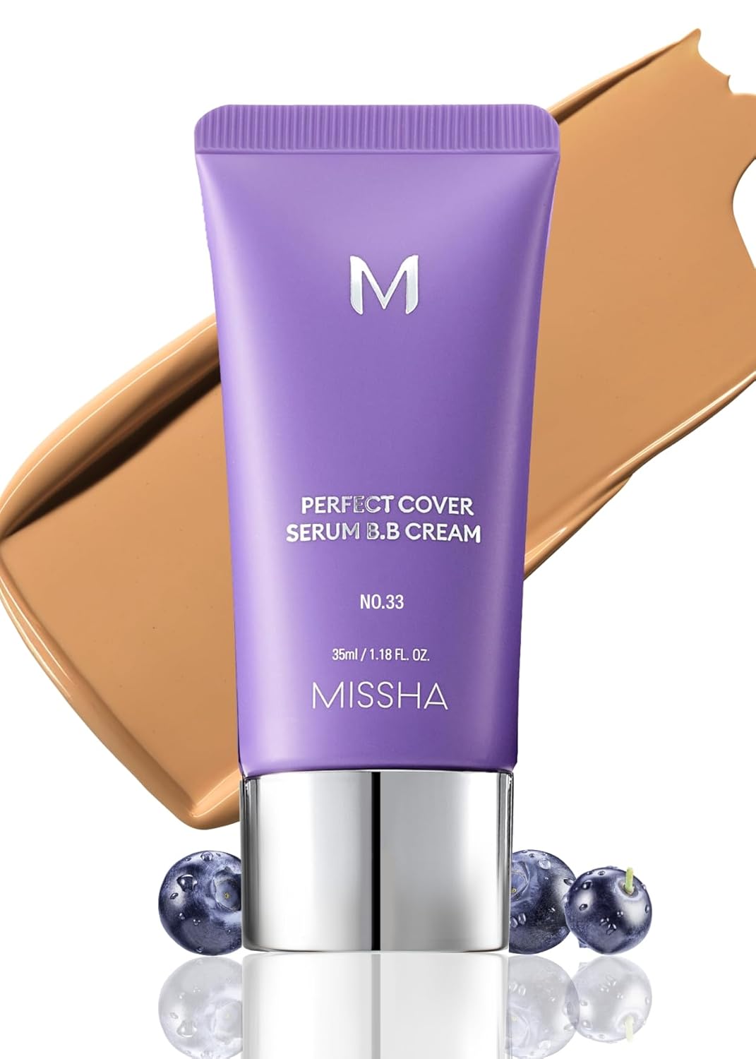 MISSHA M PERFECT COVER SERUM BB CREAM No.25 Warm Beige - Medium with Warm Undertone, Skin Tint, Tinted Moisturizer, Skin Care Foundation Makeup, Superfood Complex, Glass Skin, Korean Makeup,1.18 Fl oz