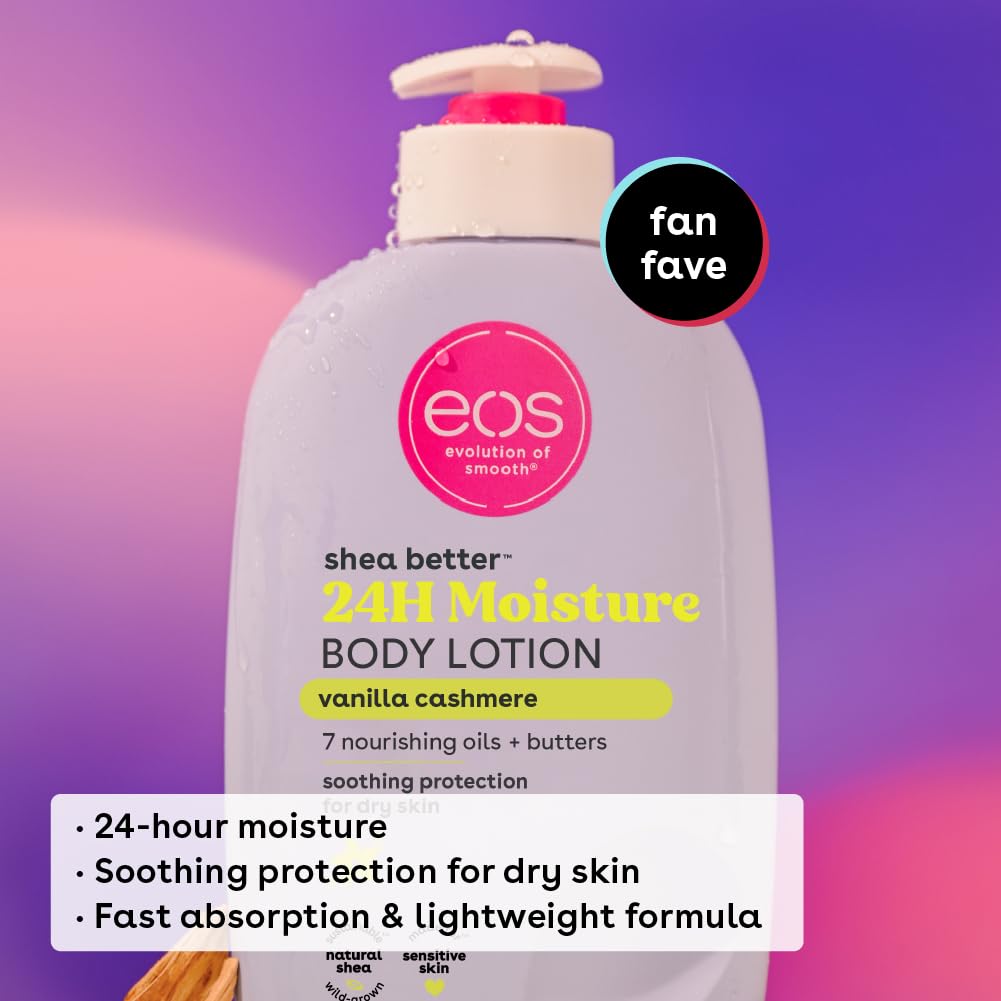 eos Shea Better Body Lotion- Vanilla Cashmere, 24-Hour Moisture Skin Care, Vegan, 16 fl oz