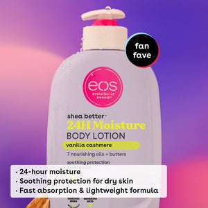 eos Shea Better Body Lotion- Vanilla Cashmere, 24-Hour Moisture Skin Care, Vegan, 16 fl oz