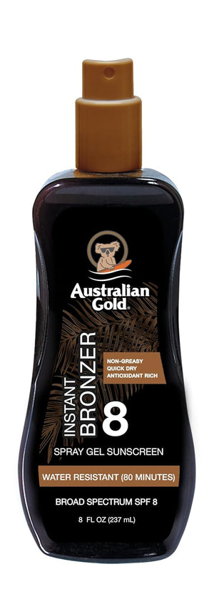 Australian Gold Spray Gel Sunscreen with Instant Bronzer SPF 50, 8 Ounce | Moisturize & Hydrate Skin | Broad Spectrum | Water Resistant,B07DG52KLY