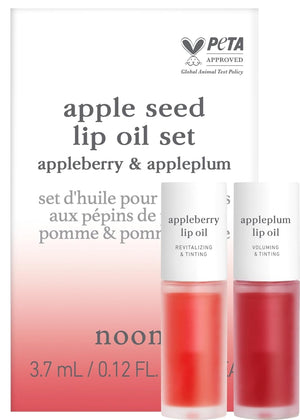 NOONI Korean Vegan Appleseed Lip Oil - Applecherry | Long-Lasting, Moisturizing, Plumping, Revitalizing for Dry Lips, Waterproof, No Peel Off, Hydrating, Nourishing Crystal Clear, 0.12 FL Oz