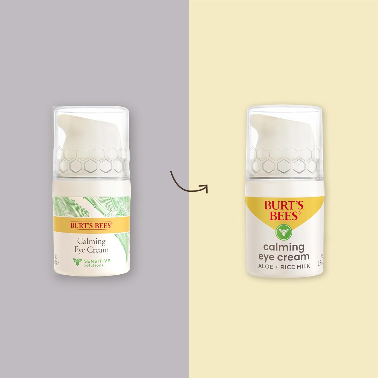 Burt's Bees Calming Eye Cream With Aloe and Rice Milk, Moisturizes Without Causing Redness or Irritation, 98.7 Percent Natural Origin Skin Care, 0.5 oz. Bottle