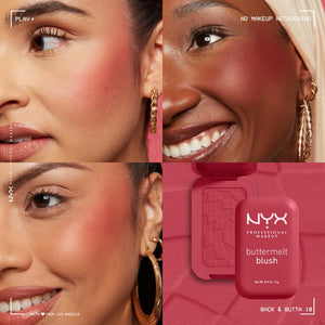 NYX PROFESSIONAL MAKEUP Buttermelt Powder Blush, Fade and Transfer-Resistant Blush, Up to 12HR Make Up Wear, Vegan Formula - Back And Butta