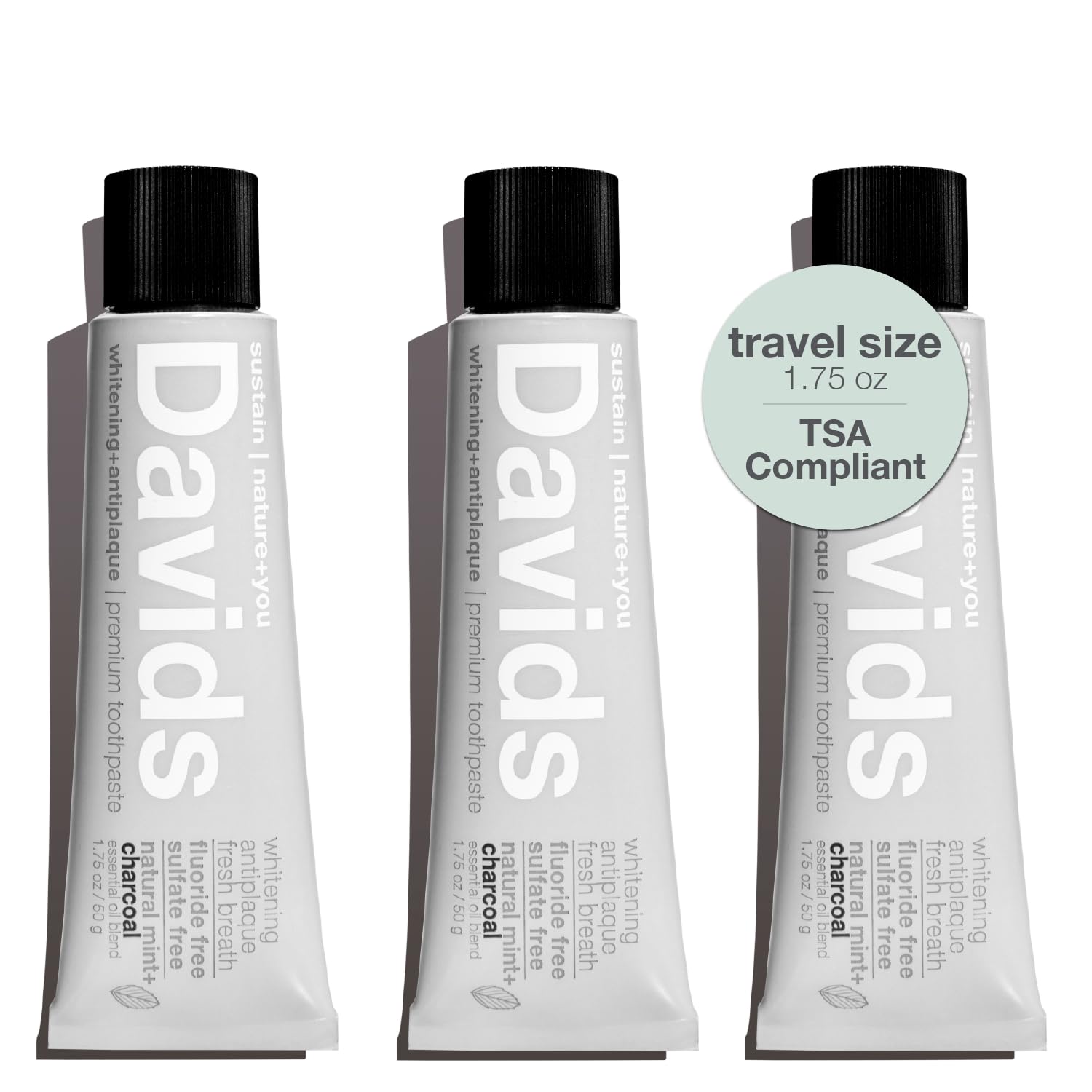 Davids Fluoride Free Toothpaste, Teeth Whitening, Antiplaque, SLS (Sulfate) Free, Promotes Enamel Health, Mouth & Gum Detox, EWG Verified, Peppermint, 5.25oz