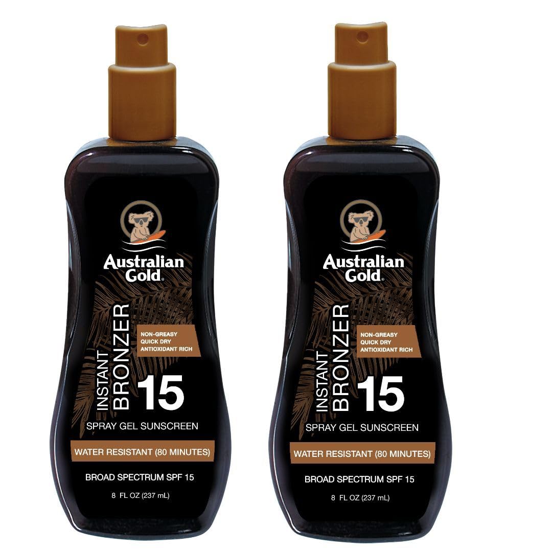 Australian Gold Spray Gel Sunscreen with Instant Bronzer SPF 50, 8 Ounce | Moisturize & Hydrate Skin | Broad Spectrum | Water Resistant,B07DG52KLY