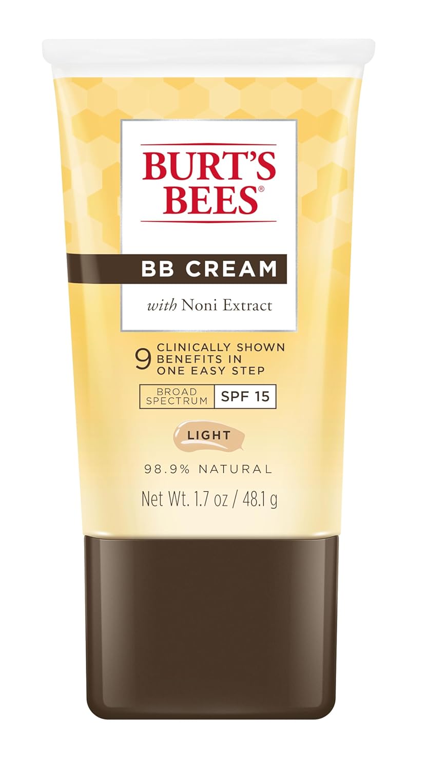 Burt's Bees BB Cream With SPF 15, Broad-Spectrum Sunscreen Tinted Lotion for All Skin Types, 98.9 Percent Natural Origin Skin Care, Light, 1.7 oz. Tube