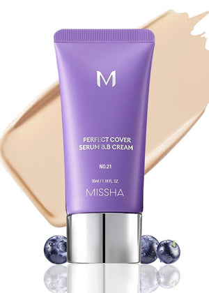 MISSHA M PERFECT COVER SERUM BB CREAM No.25 Warm Beige - Medium with Warm Undertone, Skin Tint, Tinted Moisturizer, Skin Care Foundation Makeup, Superfood Complex, Glass Skin, Korean Makeup,1.18 Fl oz