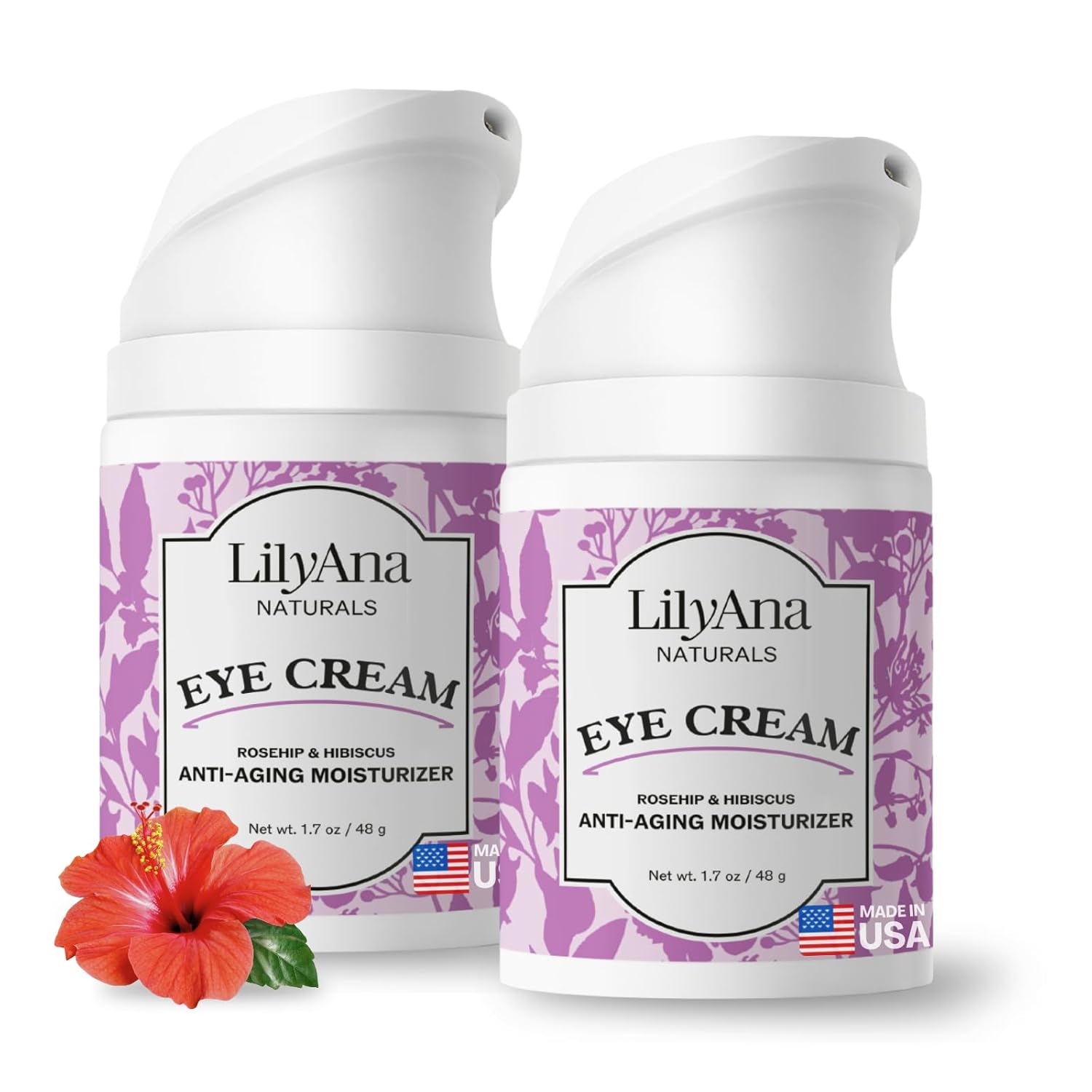 LilyAna Naturals Eye Cream for Dark Circles and Puffiness, Anti Aging Under Eye Cream for Wrinkles and Bags helps Improve Dryness; for Sensitive Skin (Bottle, 1.0 Ounce (Pack of 1))