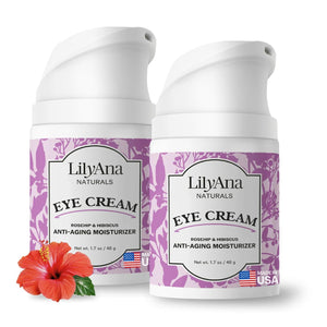 LilyAna Naturals Eye Cream for Dark Circles and Puffiness, Anti Aging Under Eye Cream for Wrinkles and Bags helps Improve Dryness; for Sensitive Skin (Bottle, 1.0 Ounce (Pack of 1))