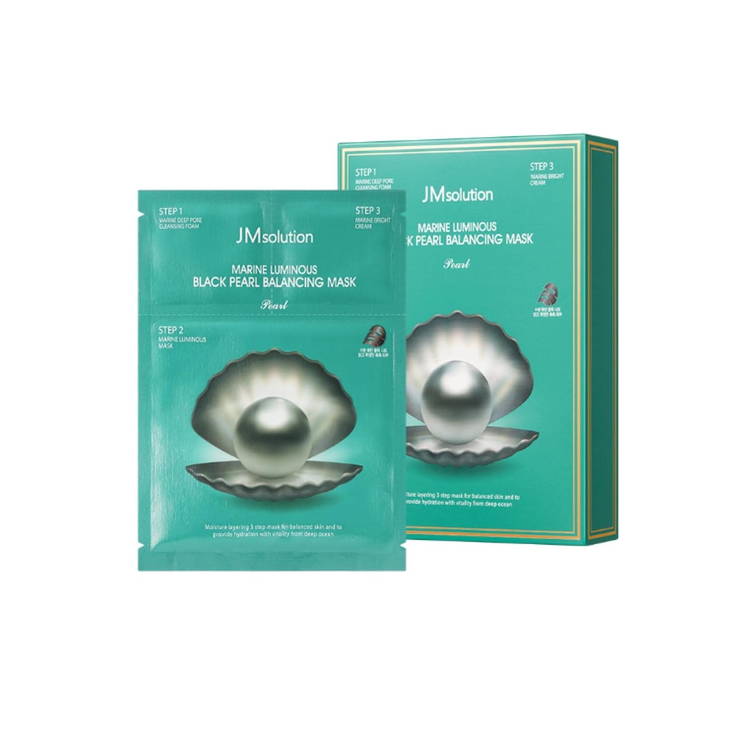 JMSolution Marine Luminous Black Pearl Balancing -3STEP Intensive Care- Korean Skincare Facial Mask-10 sheets for all skin type