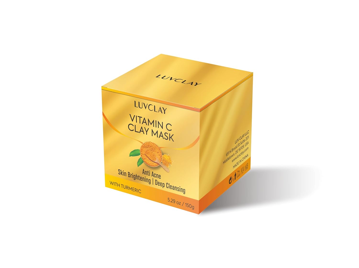 Vitamin C and Turmeric Clay Mask for Face – Deep Cleansing & Brightening Face Mask for Dark Spots, Pores, and Anti-Aging – Non-Greasy, Easy-to-Apply Hydrating Skin Care, 5.29 Oz