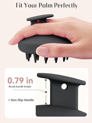 HEETA Scalp Massager Hair Growth, Scalp Scrubber with Soft Bristles, Integrated Silicone Design, Exfoliator for Dandruff Removal & Relaxation, Shampoo Brush Fit Wet Dry Hair Use, Black