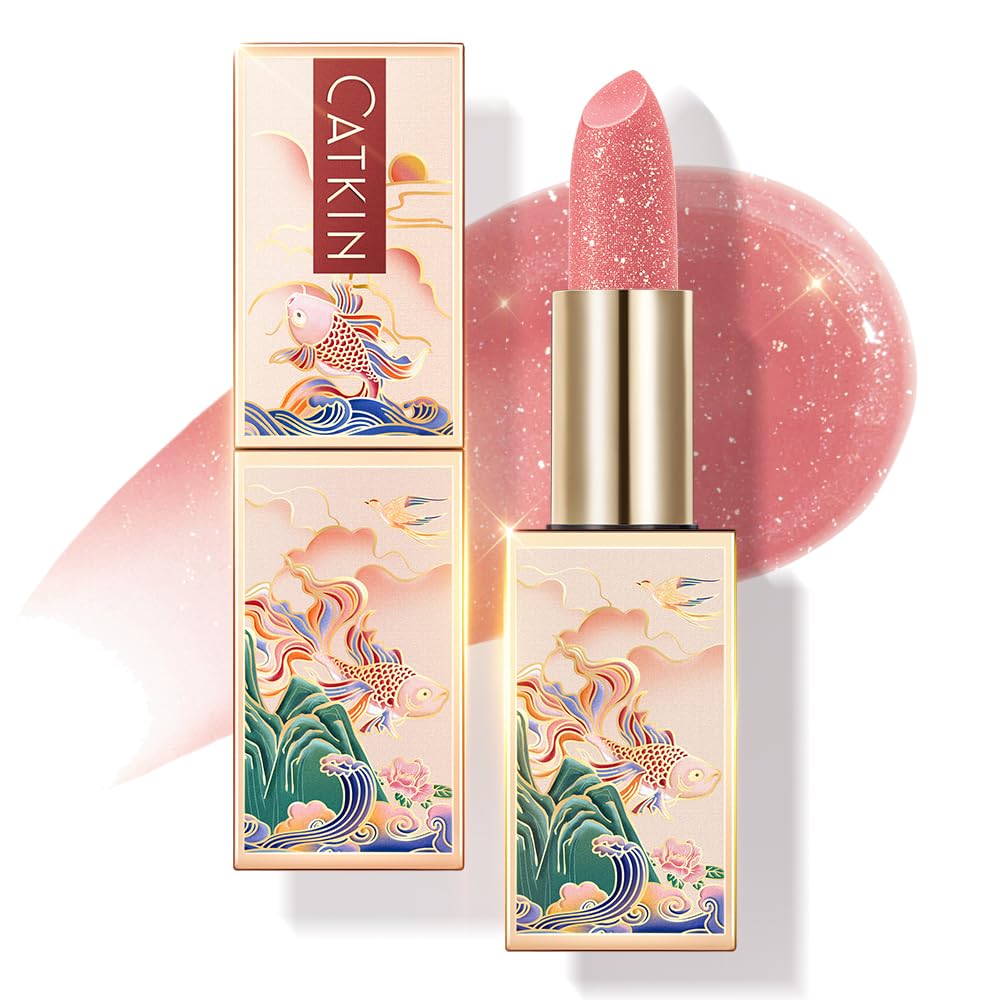 CATKIN Lip Balm Color Tinted Lip Stain Ultra Hydrating Moistrurizer Chapstick with Vitamin E Nourishing For Cracked & Dry Lips 0.12 oz C06 Camellia