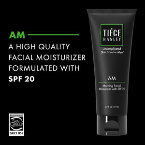 Tiege Hanley Mens Face Moisturizer, Morning Facial Moisturizer with SPF 20 - Men's Face & Skin Care Cream for Long-Lasting Hydration - Promotes Even Skin Tone, Safe for Sensitive Skin (2.5 Fl Oz)
