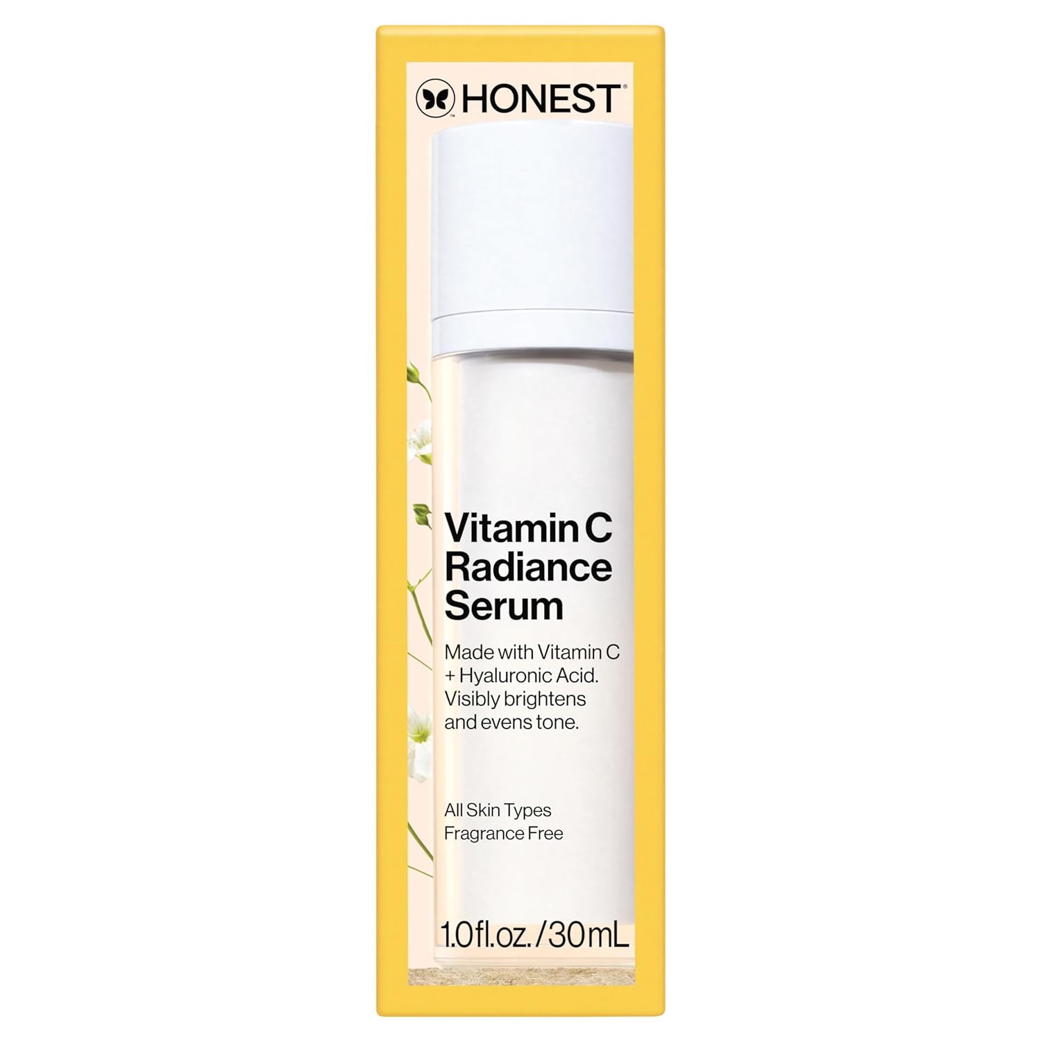 Honest Beauty Vitamin C Radiance Serum | Improves + Brightens Skin Tone and Complexion | Gentle for Sensitive Skin, Fragrance Free, Vegan | 1 fl oz