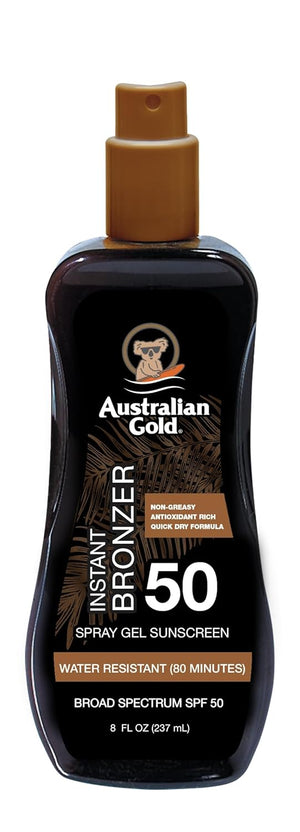 Australian Gold Spray Gel Sunscreen with Instant Bronzer SPF 50, 8 Ounce | Moisturize & Hydrate Skin | Broad Spectrum | Water Resistant,B07DG52KLY