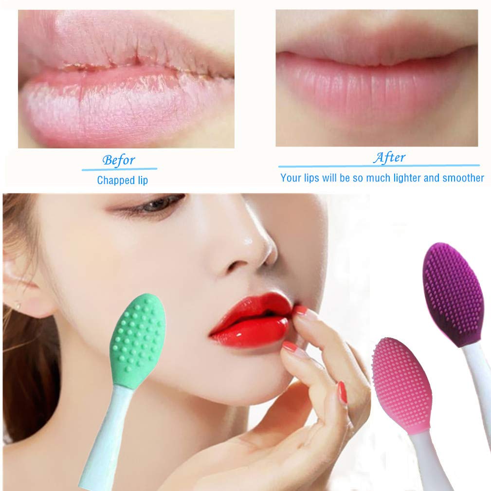3 Pcs Lip Scrub Brush,Lip Scrubber Exfoliator,Silicone Lip Brush Tool Double-Sided Mini Exfoliating Brush For Men Women Lip Lightening For Dark Lips Exfoliator Scrub Brush