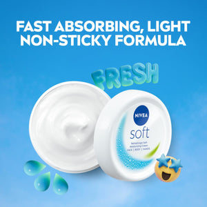 NIVEA Soft Light Moisturizer Cream, with Vitamin E & Jojoba Oil for Face, Hands and Body, 100 ml